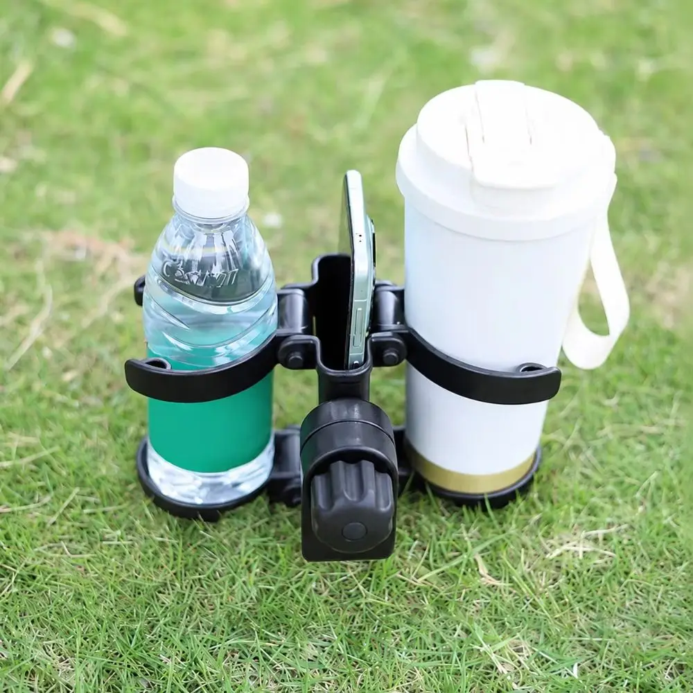 3 in 1 Stroller Cup Holder Foldable Double Cup Pram Phone Mount Adjustable Easy To Install Pushchair Bottle Organizer Parent Use