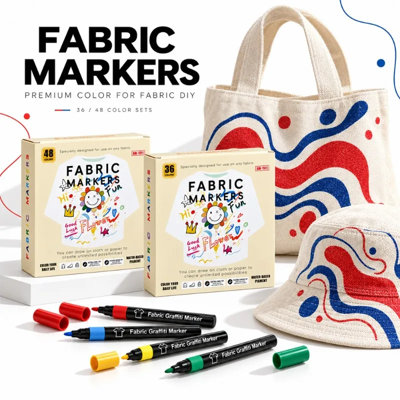 Painted Fabric Marker Pen Set, Kids Clothing Graffiti DIY Markers, Textile Painting Pens for Cloth Handmade Art