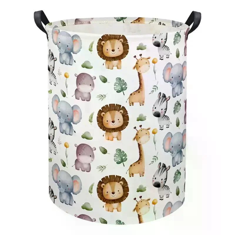 Cartoon Animal Storage Basket Foldable Waterproof Laundry Hamper With Double Handles For Kids Toy Clothes Organizer Bin