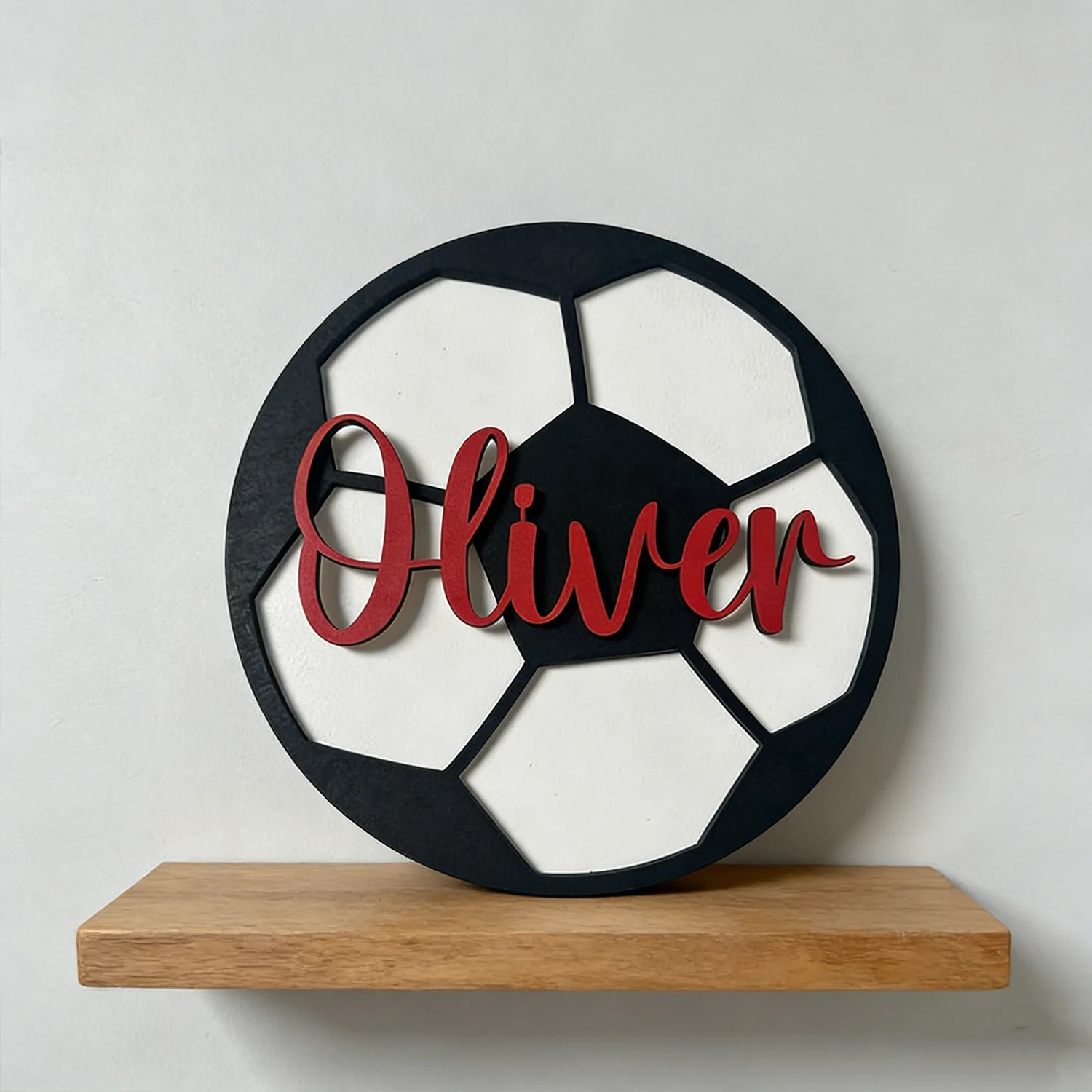 1pc football pattern wooden surname brand, custom content, home decoration, bedroom wall decoration, holiday gifts