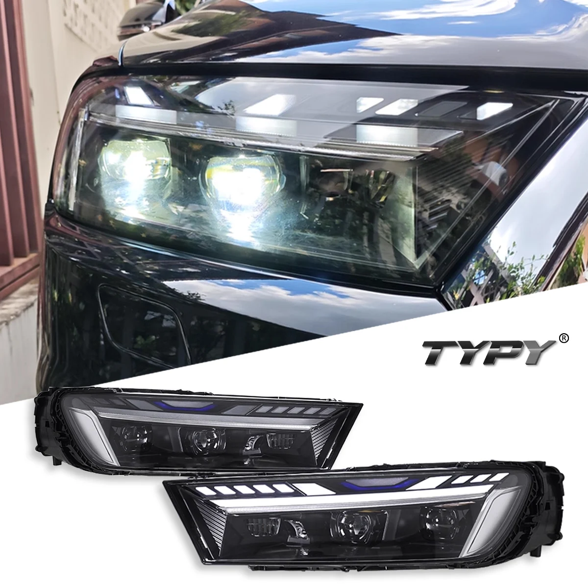 

TYPY Car For Audi Q7 2016-2019 Headlight Upgrade Modified to New DRL Dynamic Turn Signal LED Headlight Auto Accessories