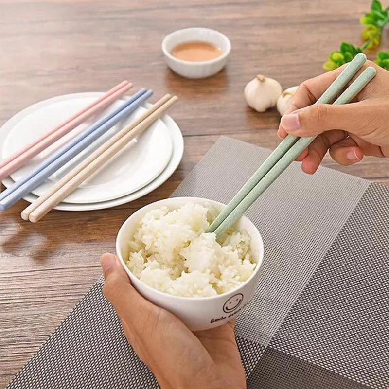 1 Pair Of Wheat Straw Chopsticks Healthy Tableware Non-slip Chinese Chopsticks Kitchen Tools Reusable Sushi Food Tableware