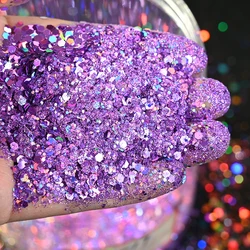1kg/Bag Purple Blue Pink Loose Bulk Chunky Nail Glitter Net 1000g Holographic Hexagon Sequin Powder Decoration for Nails Glitter