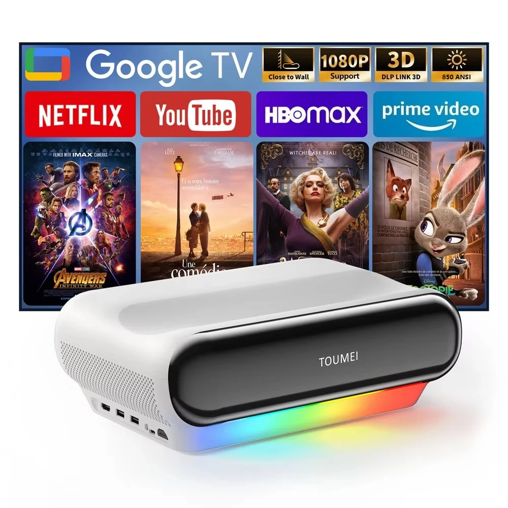 DLP Smart Ultra Short Throw Protable Proyector Full Auto Native 1080P 850ANIS Android GTV UST Video Projector 4k 3D MEMC HDR10+ view 2