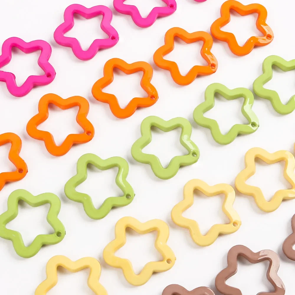 

10Pcs/Lot 30mm Acrylic Spacer Beads Star Shape Beads For Jewelry Making DIY Charms Bracelets Necklace Accessories