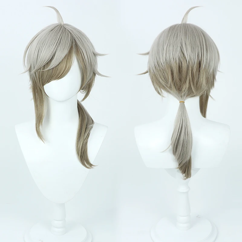 

Vtuber NIJISANJI Kanae Cosplay Wig 60cm Long Linen Gray Mixed Synthetic Hair Heat Resistant Halloween Carnival Role Play Party