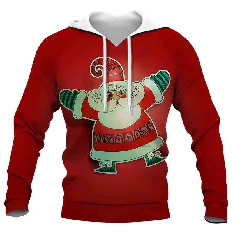 Funny Christmas Men Clothes 3d Printed Santa Claus Men's  hoodie Men's Pullover Long Sleeve Hooded Sweatshirt Unisex Hoodie Tops