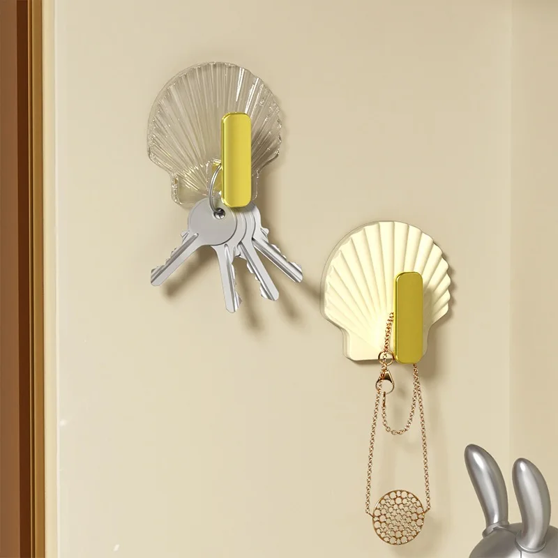Household Non Perforated Shell Shaped Hook, Door Hanging Clothes Hook, Entrance Key Hook, Suitable For Bathroom And Kitchen