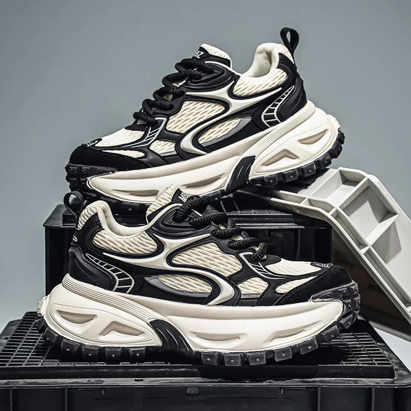 

Мужская дышащая повседневная спортивная обувь с низким берцем и толстой подошвой, модные трендовые универсальные удобные кроссовки на платформе 2026