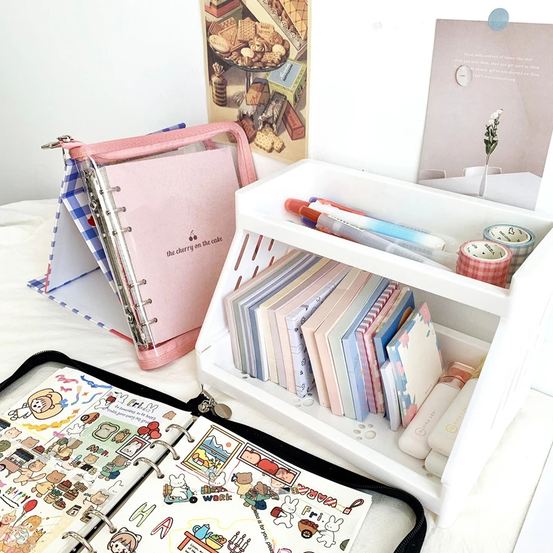Creative Transparent Zipper Bag Cover Diary Planner Cute A6 Square Loose Leaf Blank Grid Paper Inner Journal Agenda Notebook