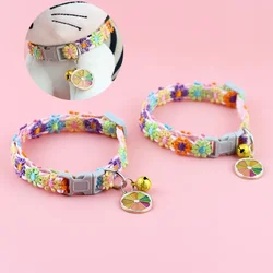 Adjustable Cat Collar Cute Lace Flower Decoration Pet Collar with Bell Alloy Pendant for Cats Puppy Kitten Accessories Chihuahua