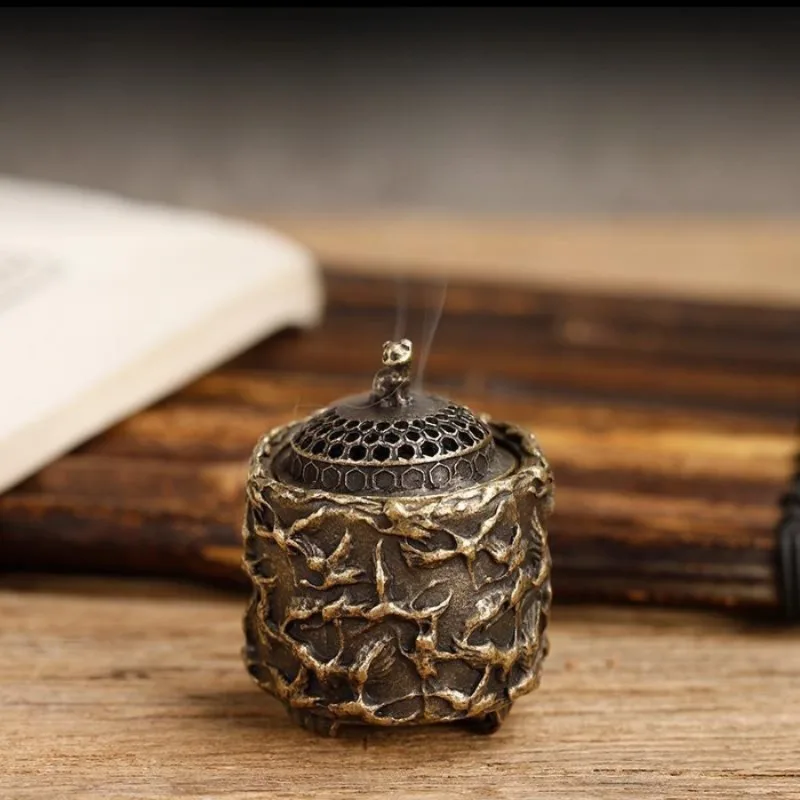 1PC Brass Crane Incense Burner - Home Decoration Sandalwood Burner Cultural Play Old Bronze Ware Desktop Ornament