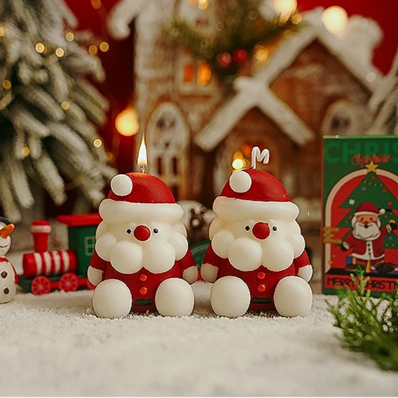 Christmas Santa Scented Candles Home Decorative Candles Guest Gift Set Souvenir Snowman Candles for Xmas Holiday