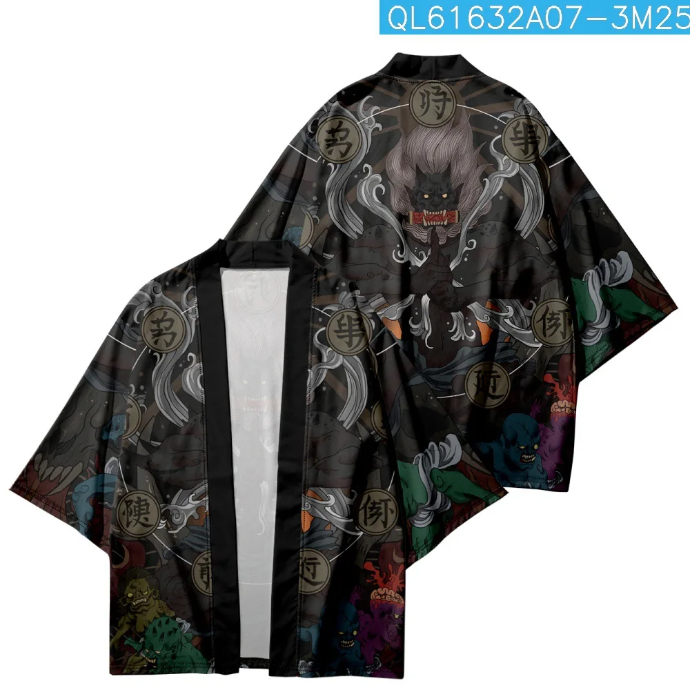 

Man Japanese Clothes Yukata Samurai Costume Haori Obi Beach Kimono Cardigan Streetwear Jacket