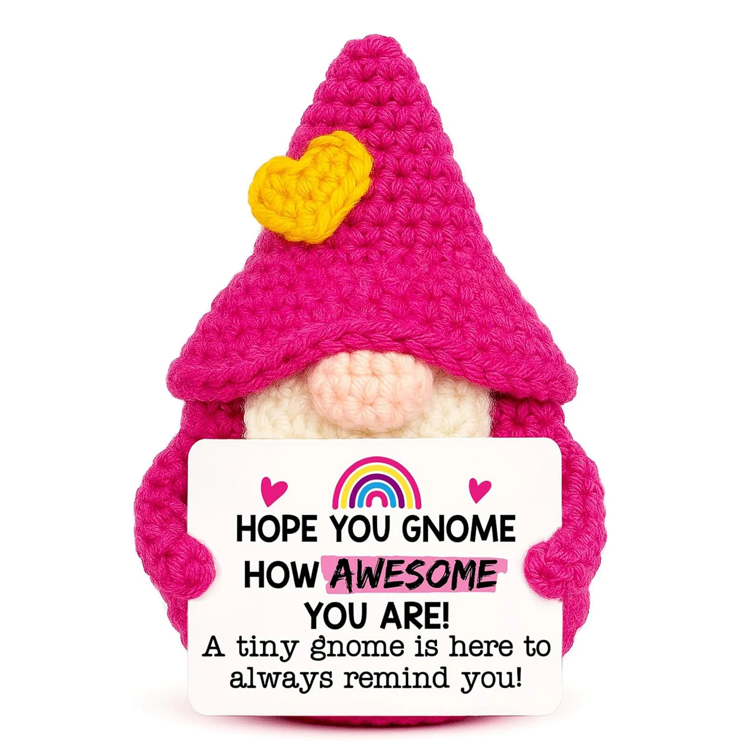 Positive Energy Crochet Cute Animal Midget Dolls With Card Funny Gift For Friends Or Lover Emotional Support Home Room Decor