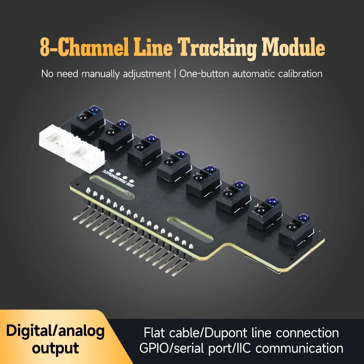 Yahboom 8 Channel Line Tracking IR Sensor Module High-Sensitivity Automatic Calibration Obstacle Avoidance for Smart Robot Car