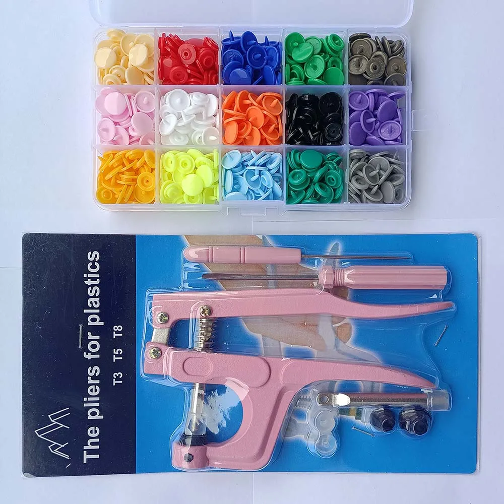 80/150/240/360 Sets T5 Resin Snap Poppers U Shape Fastener Pliers Buttons Kit Snaps Cloth Buttons DIY Sewing And Crafting Tool