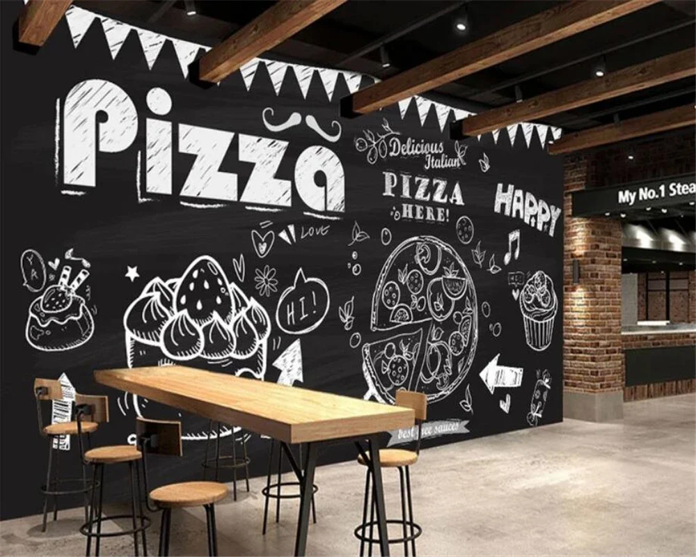 

Custom wallpaper mural of any size Hand-painted pizza cake cafe background wall decoration 3d wallpaper