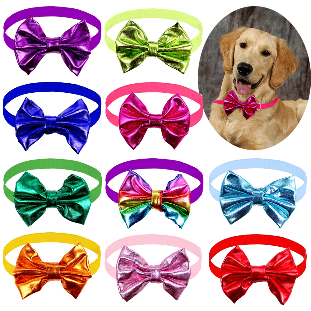 

60PCS Christmas Shining Dog Bow Ties Adjustable Pet Bowties for Medium&Large Dog Grooming Accessories Pet Supplies