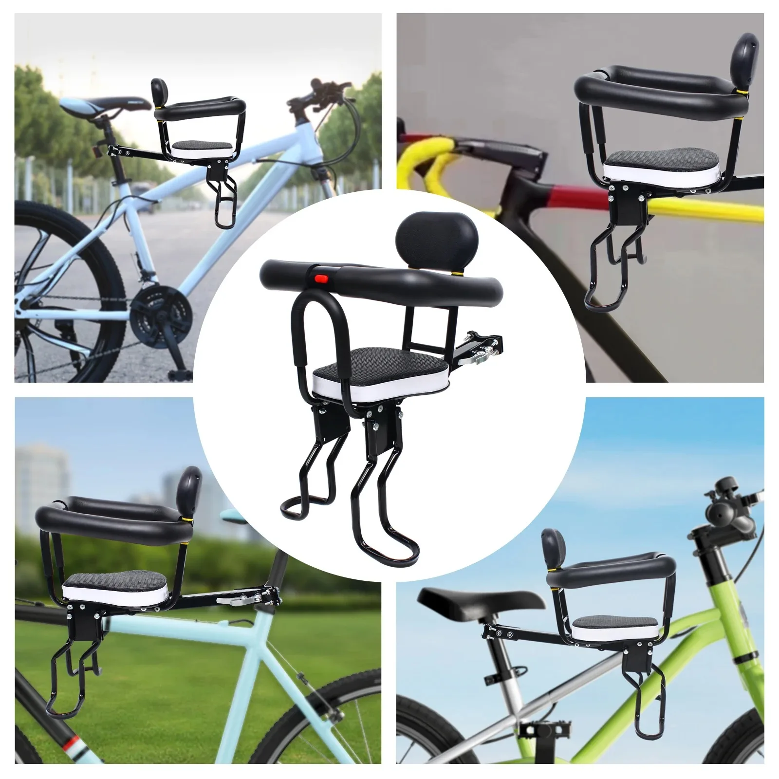 Kids Front Bike Seat Child MTB Road Bicycle Safety Chair Baby Saddle Handrail Kids Front Bike Seat Child Bicycle Safety Chair