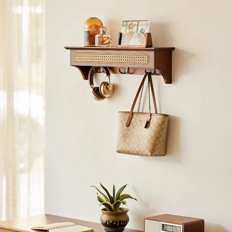 

Entry door entrance hanger wall hanger wall hanging solid wood hook shelf bedroom clothes hanger