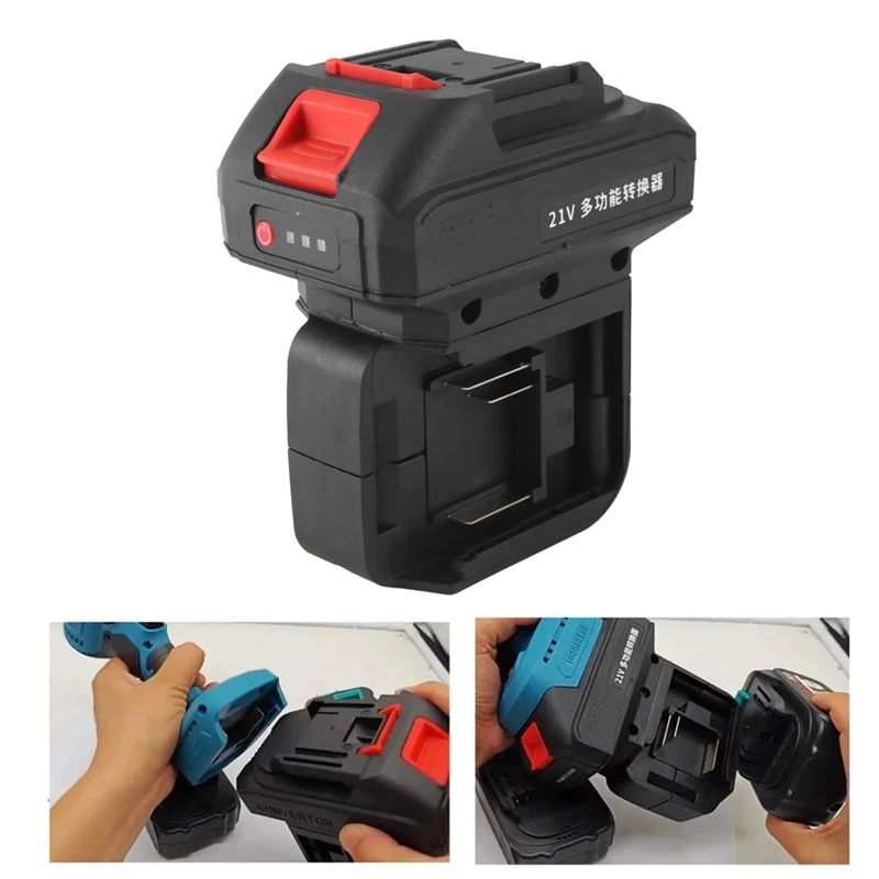 2 In 1 Battery Converter For Makita Impact Drill Wrench Screwdriver Worklight One-To-Two Battery Converter With USB Port