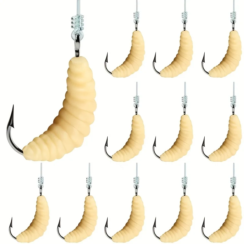 50pcs Soft Worm Bread Worm Maggot Soft Bait Fish Bait Horse Mouth Fish Bait Fishing Bionic Bait Bread Worm Without A Hook