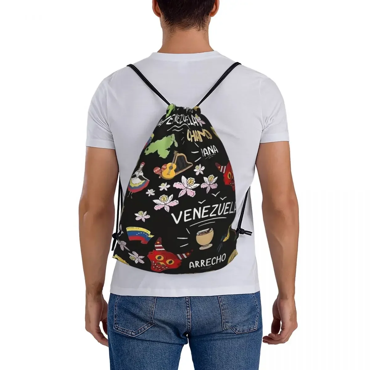 Arepas Venezuela Backpacks Casual Drawstring Bags Sports Bag Book Bags for Travel Students