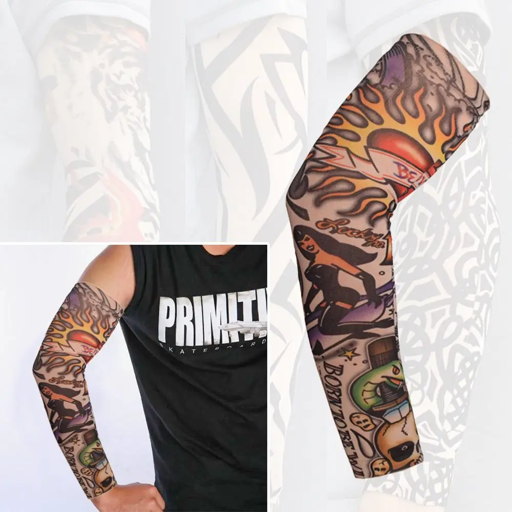 1Pcs Outdoor Sport Flower Arm Sleeves New Sun Protection Summer Cooling Tattoo Arm Sleeves Basketball UV Protection Arm Cover