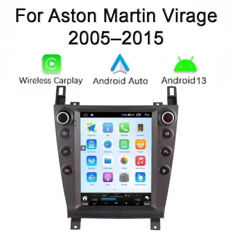 Central Multimídia Automotiva Android 15 12+256GB para Aston Martin 2005-2015 com Carplay, Rádio Automotivo, GPS de 10.4 polegadas e DSP