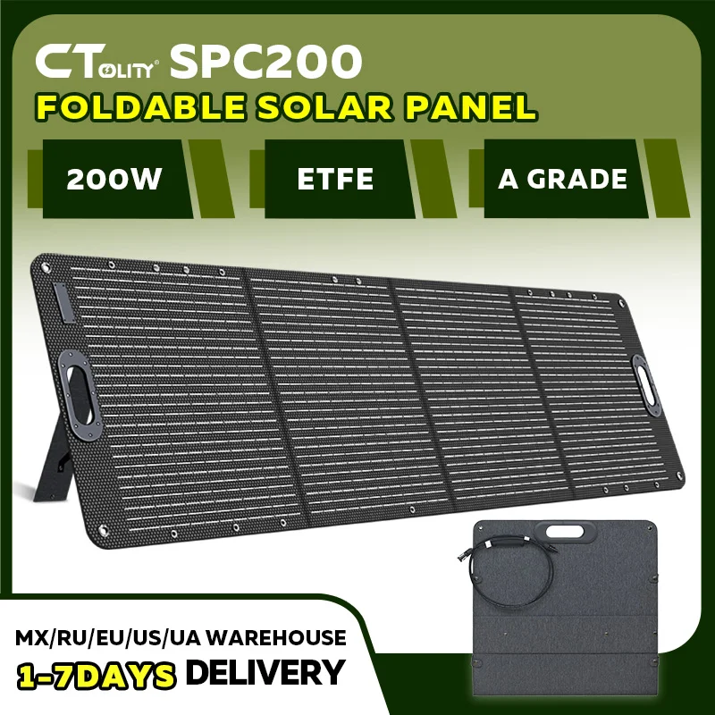 CTOLITY SPC200 200 واط المحمولة لوحة طاقة شمسية شاحن 20.5 فولت ETFE طوي مقاوم للماء كفاءة عالية 23% للتخييم RV الصيد مخيم