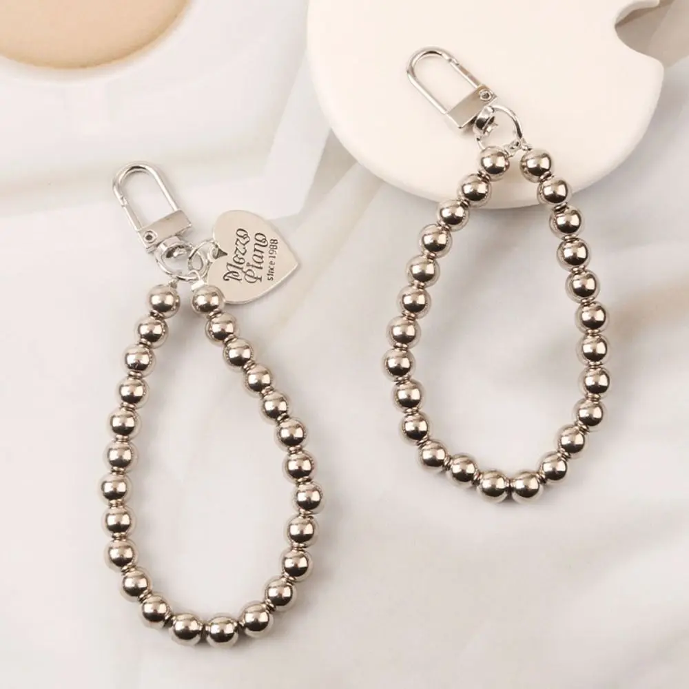 Simplicity Metal Mobile Phone Chain Rope Fashion Love Heart Mobile Phone Lanyard Silvery Ball Phone Chain Cute Phone Chains