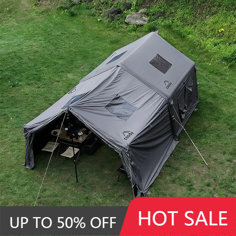 Coody 8.0+ Framed Foyer Gray Inflatable Tent Luxury Easy Setup Portable Family Camping Factory Direct