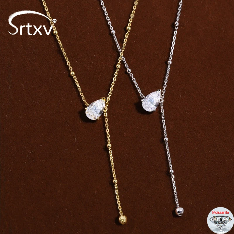 

1/2/3CT Water Drop D Moissanite Necklace For Women Girls Lab Diamond Pendant Pure S925 Silver Adjustable Neck Chain Jewelry Gift
