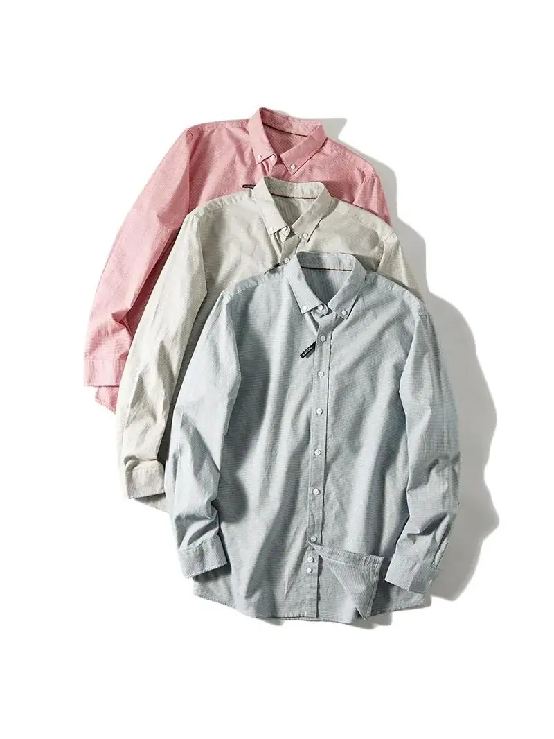 

Новая мужская рубашка из чистого хлопка в клетку, удобная, дышащая, свободного кроя, для повседневной носки, с длинным рукавом, весна-осень, базовый слой