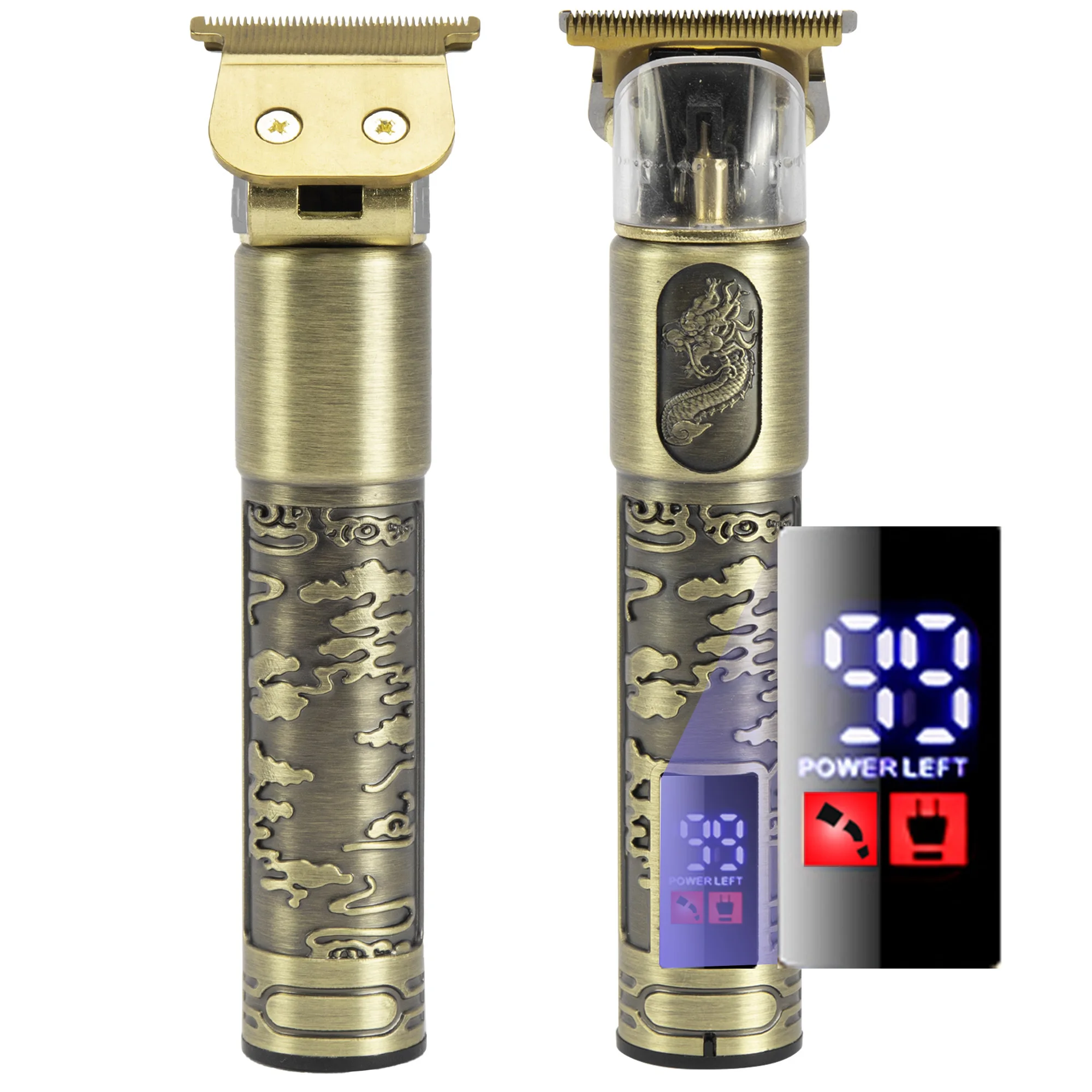 Tondeuse à cheveux vintage sans fil pour hommes, portable, charge rapide, LED, machine à couper les cheveux électrique, barbier professionnel
