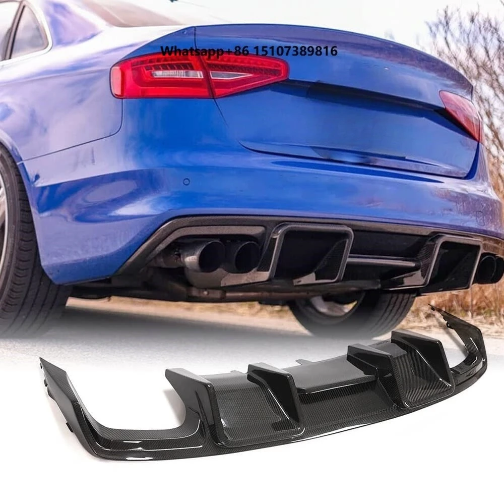 Factory Car 2013-2016 A4 S4 Carbon Fiber Rear Bumper Diffuser for A4 S4 B8.5 2013-2016 Lower Bumper Lip Spoiler Body Kit