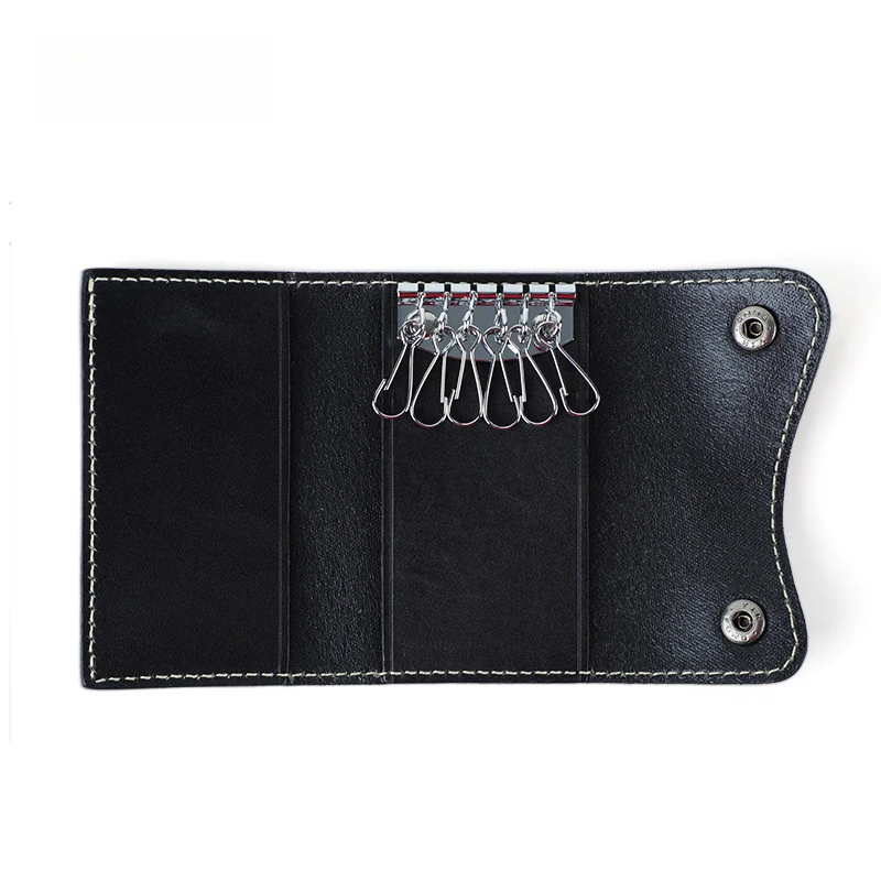 New model Handmade key pouch for waist with vintage leather strap and card slot for household use