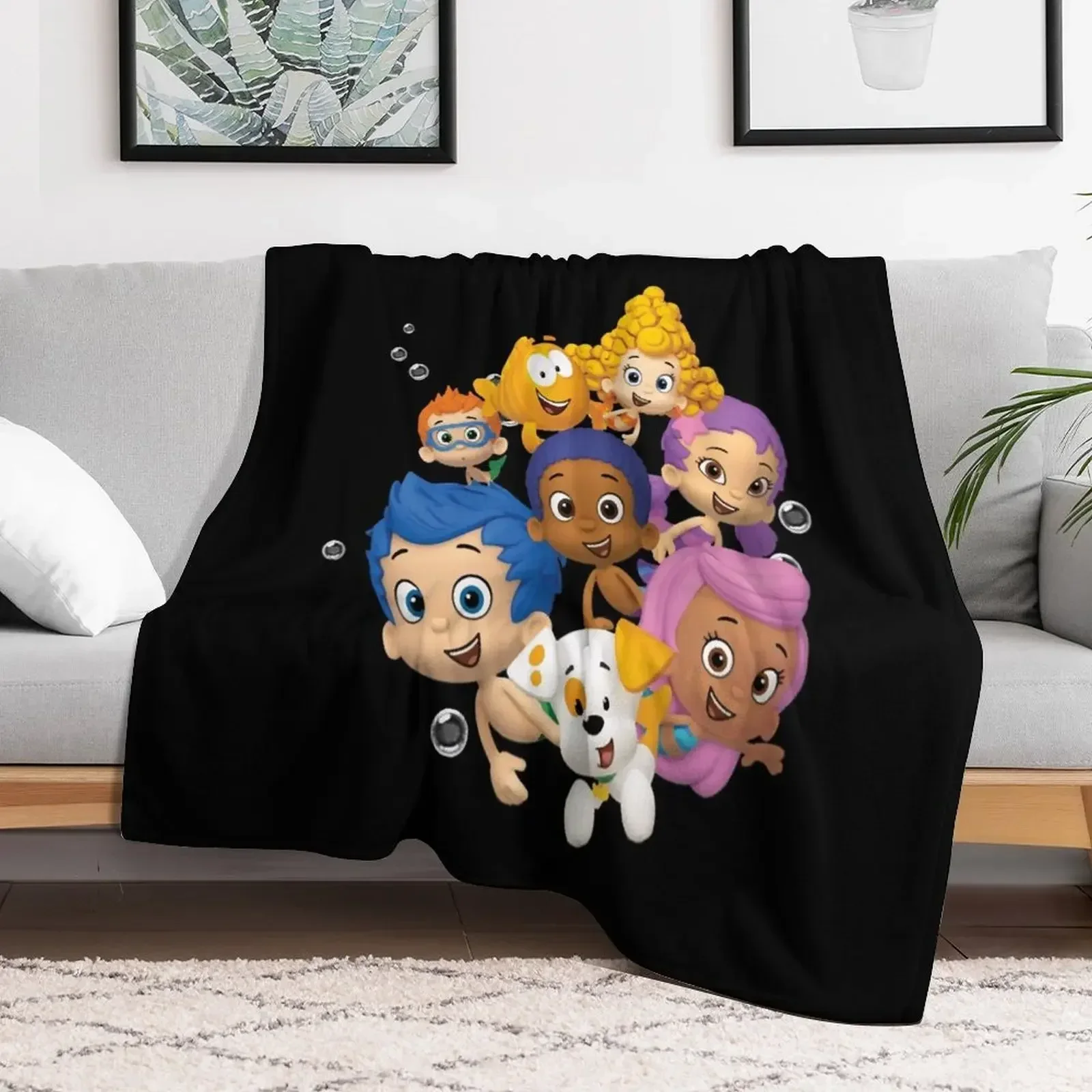 Gifts Idea For Bubble Guppies Sticker Christmas Throw Blanket Designers Sofa Throw Sofas For Sofa Thin Blankets