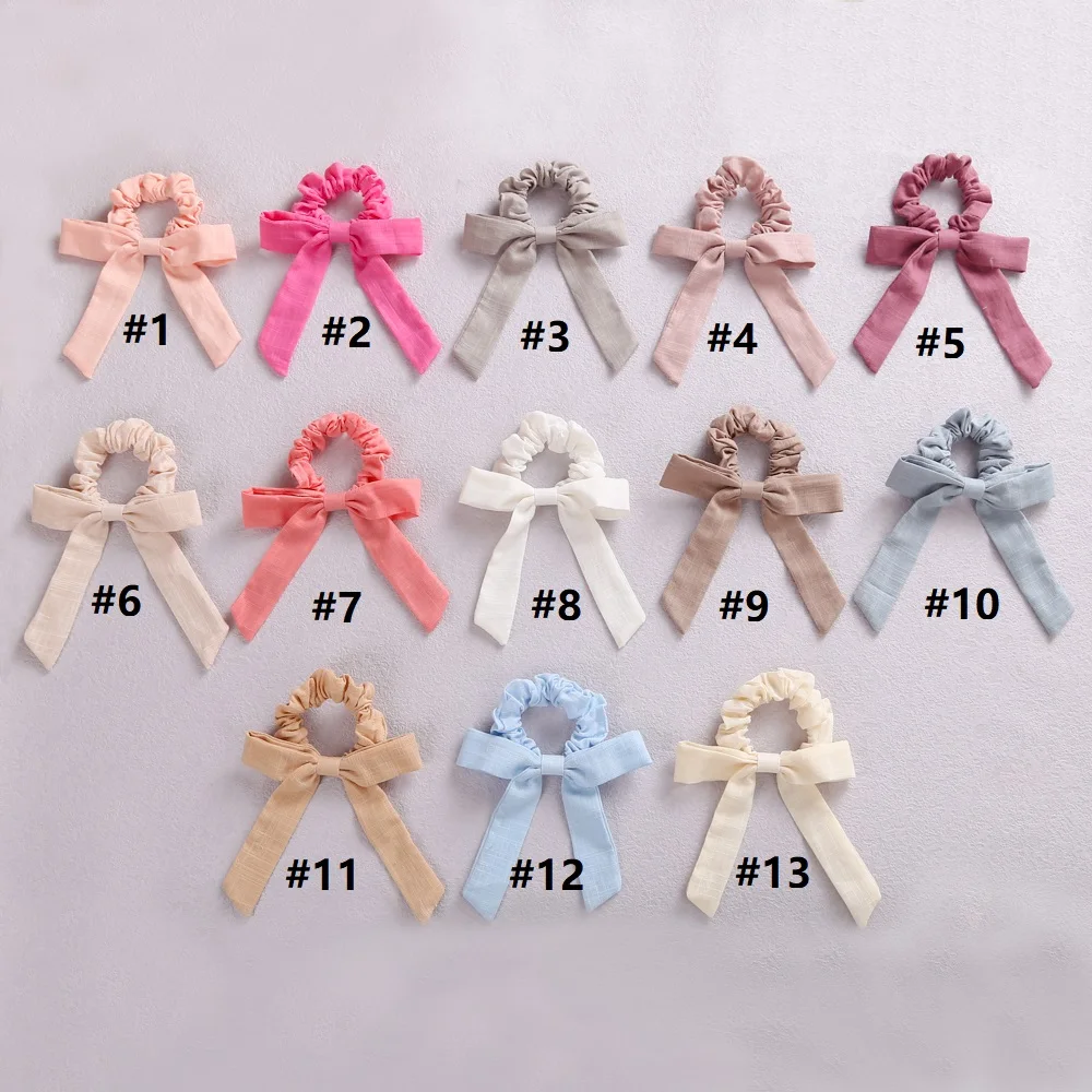 Hot Arrivals Hair Ties for Kids Hair Bands Bows Girl Solid Color Girl Scrunchies Elastic Rubber Sweet Hair Bands Girl Headwear