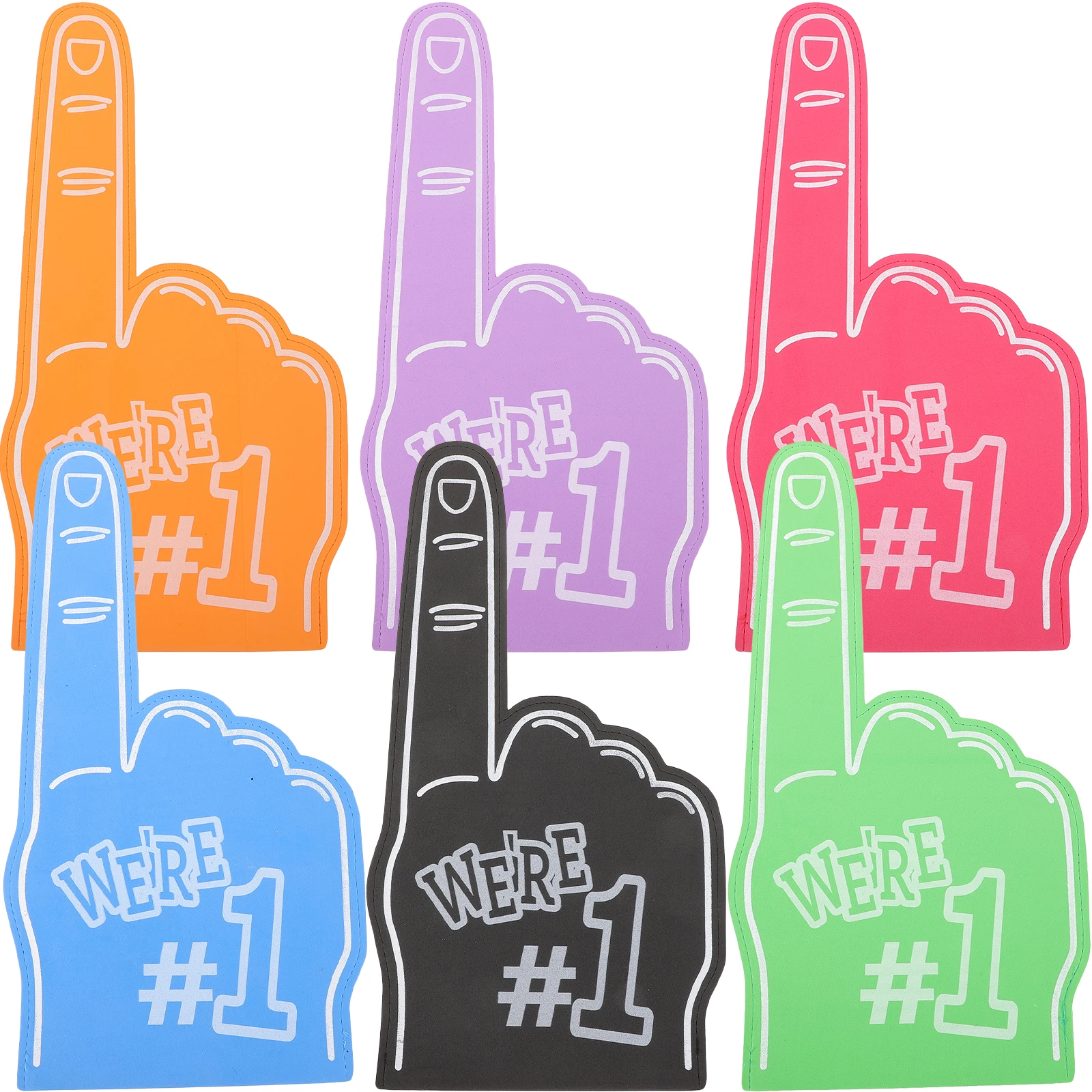 

6pcs Foam Fingers Bright Colors Sports Party Props Cheering Accessories Kids Adults Fun Toys Concerts Festivals Celebrations