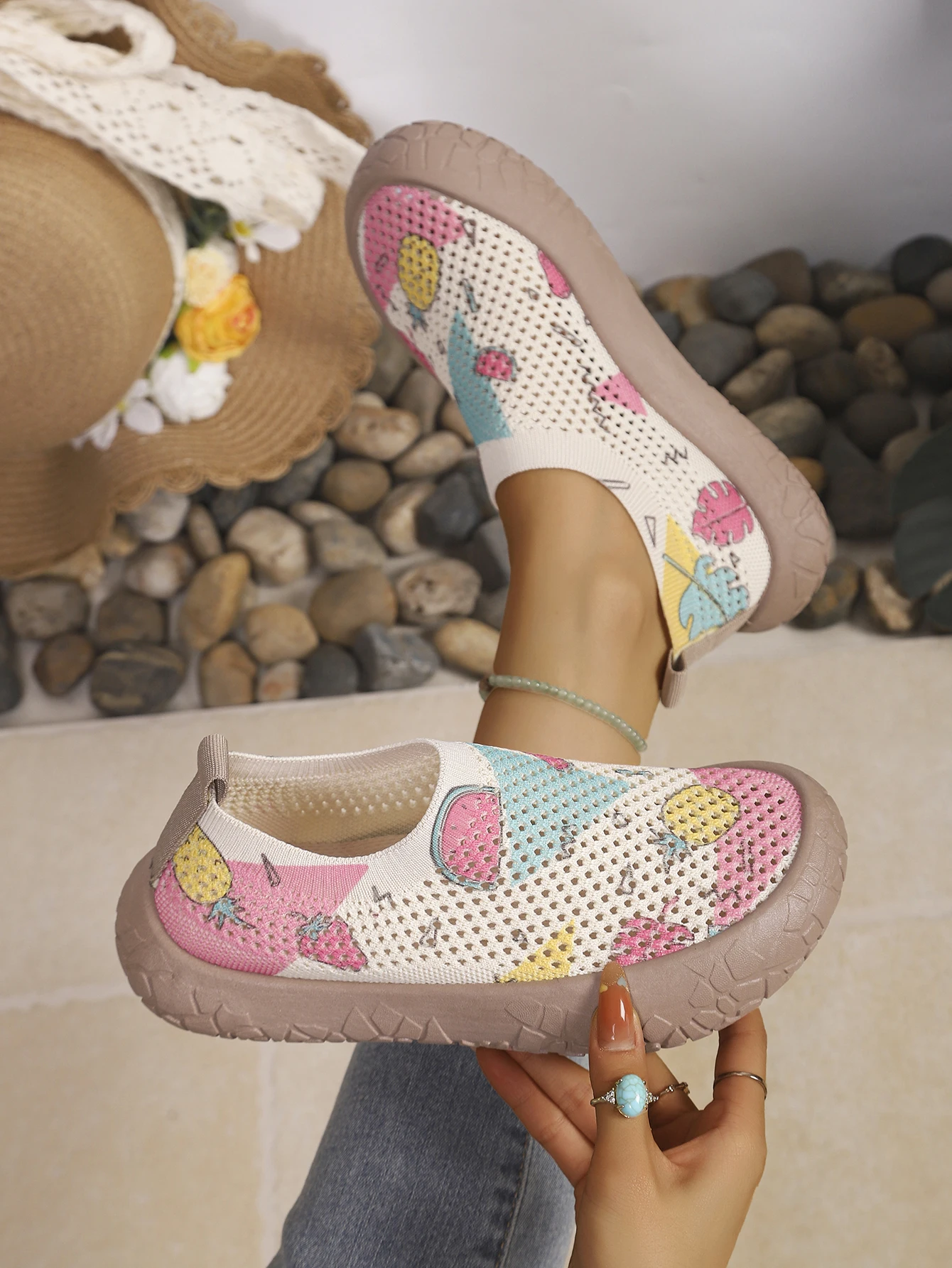 2026 Frühling Herbst Damen Slip-On Sneaker mit Sonnenblumenmuster, Leichte Atmungsaktive Rutschfeste Mesh-Herbst-Wanderschuhe, Park-Light-Wanderschuhe – Detail 6