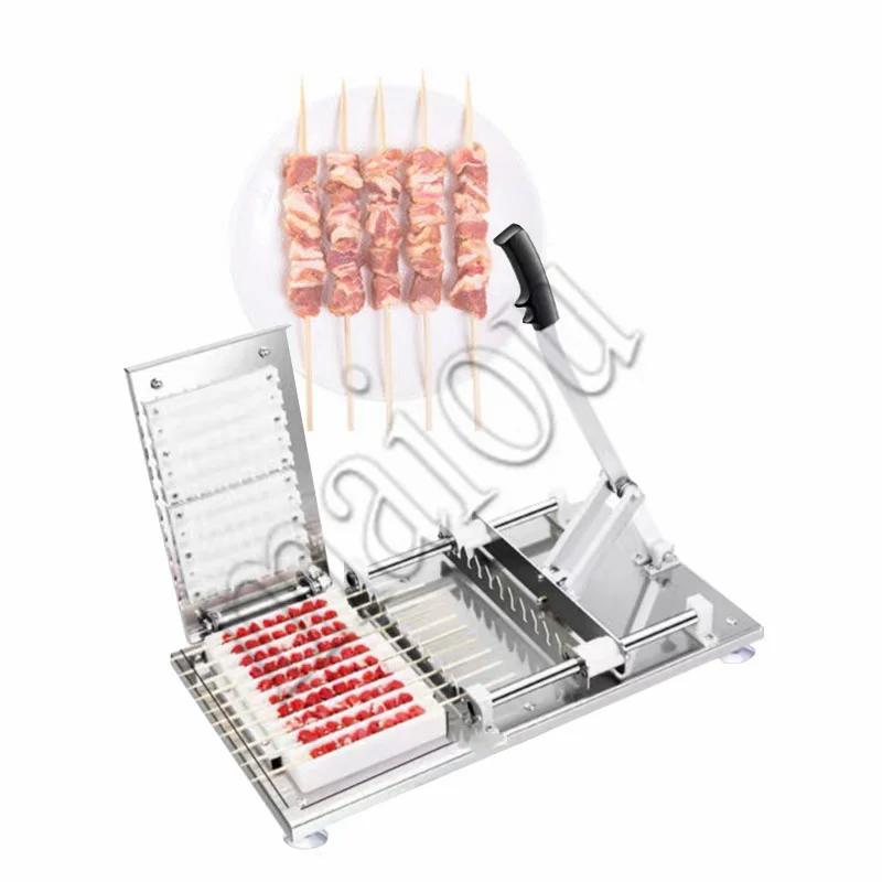 Manual BBQ Satay Stainless Steel Skewer Machine Mutton Kebab Lamb Skewer Tools Doner Kebab Meat Wear String Machine