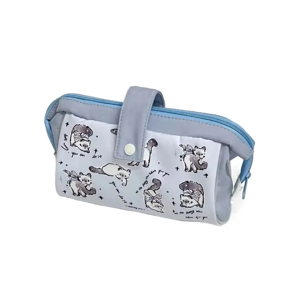 

Cartoon Print Cute Dog Pen Bag Creative Flip Cover Snaps Cartoon Cat Pencil Case Multi-functional Zipper