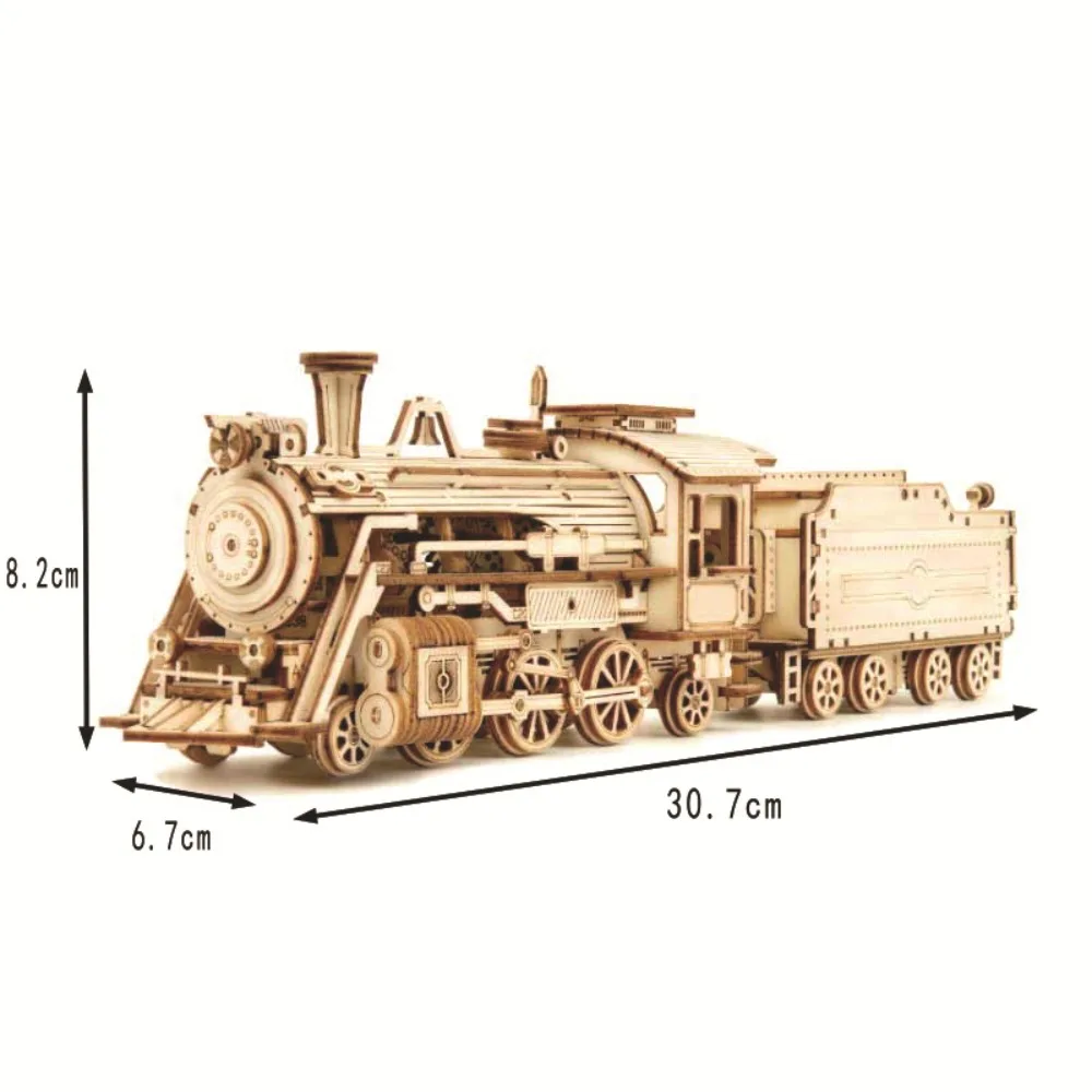 Children Model Kit Montessori Toys Wooden Construction Kit 3D Wooden Puzzle Mechanical Model Steam Train