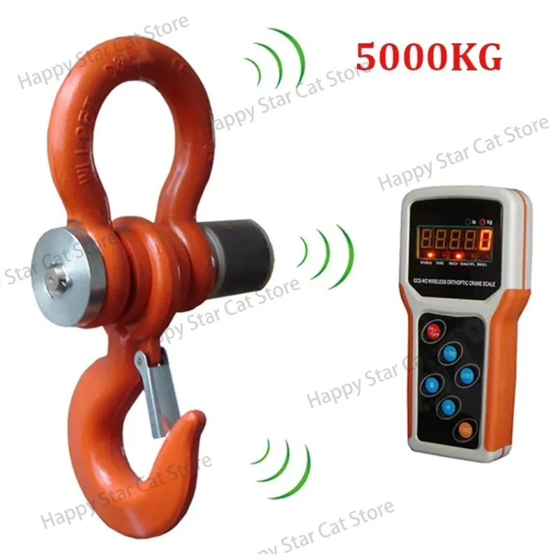 5000KG Wireless Electronic Digital Crane Scale Heavy Duty Industrial Hanging Scale with Handheld Meter 5T
