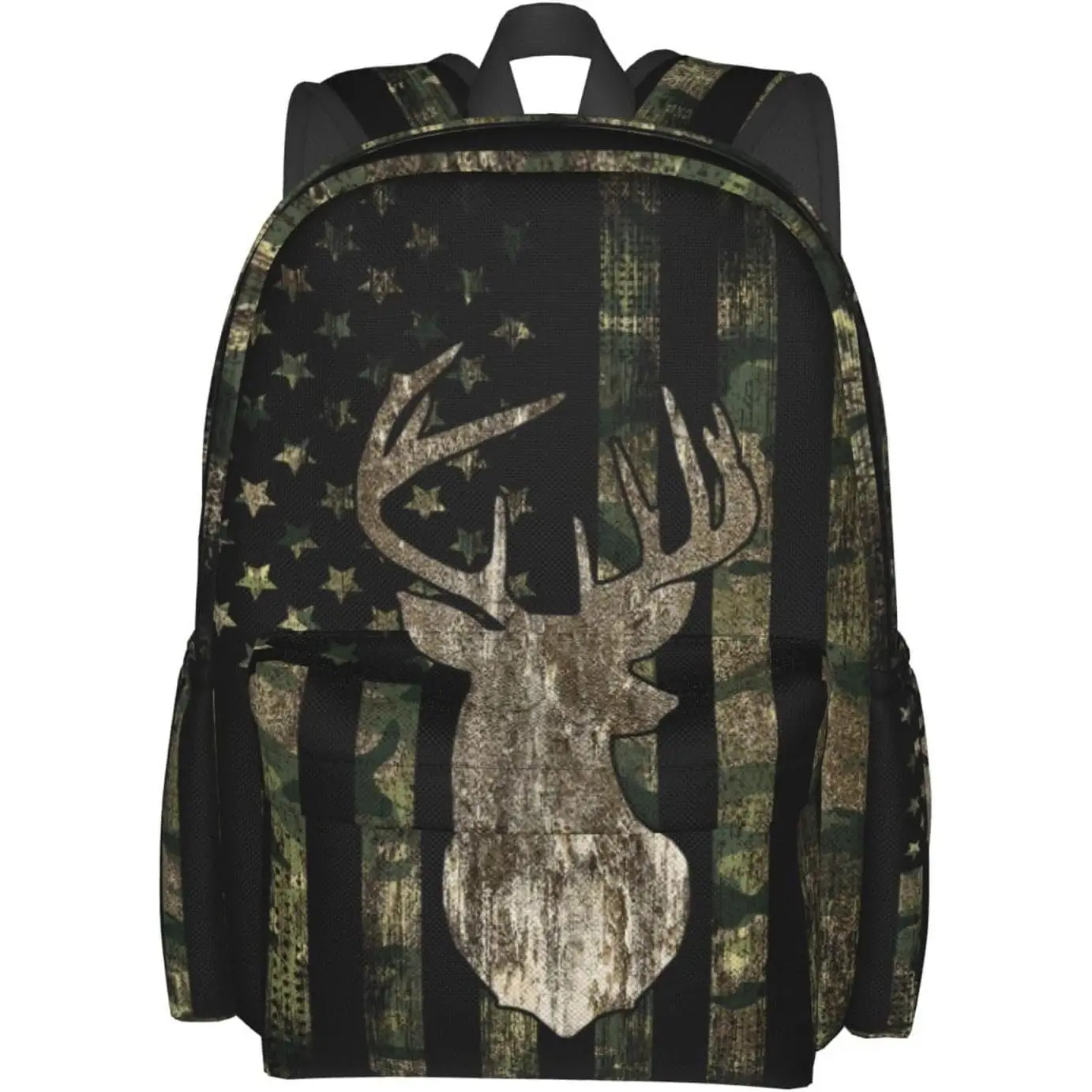 

Backpack Camo Retro Hunting Tactical Army American Flag Deer Laptop Travel Bag With Multiple Pockets Casual Hiking Gym Sport