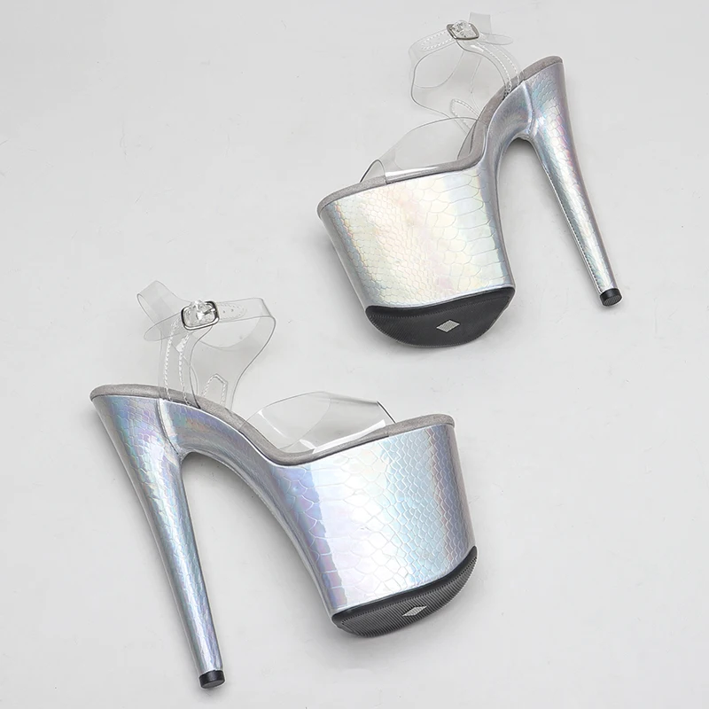 Leecabe 20cm/ 8inches PVC Upper Snake PU Cover Platform High Heel Sandals Pole Dance Shoes