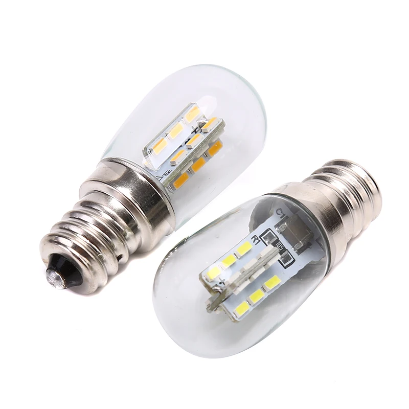 Bombilla LED E12 220V E12, lámpara de sombra de vidrio de alto brillo, iluminación blanca pura y cálida para máquina de coser, refrigerador