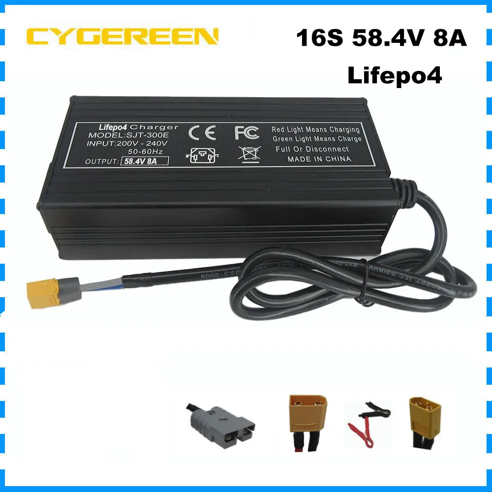 

58.4V 8A Lifepo4 16S Ebike Battery Fast Charger 48V 51.2V 30AH 40AH 50AH E-Bicycle Escooter Iron Phosphate Motorcycle Charger